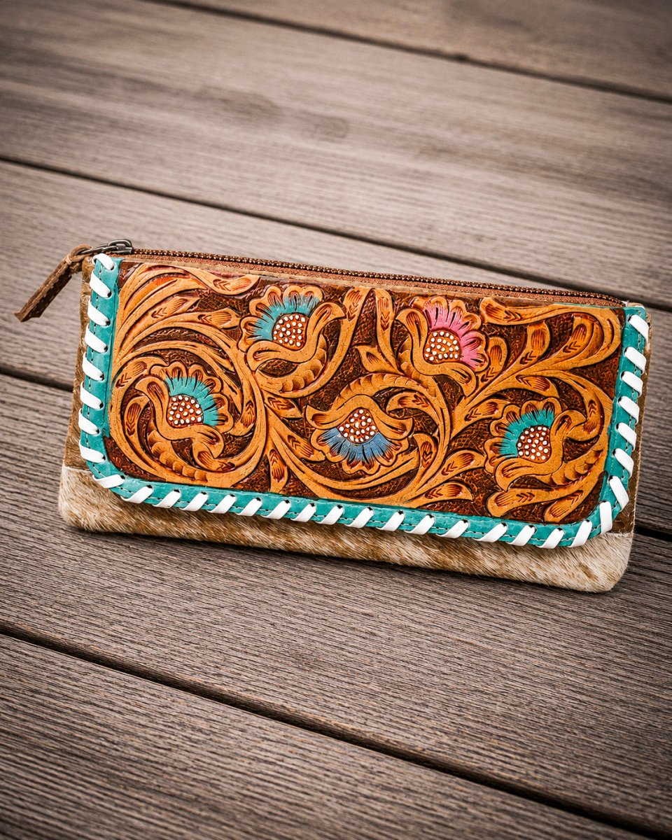 Flames Hair-On Leather Wallet by Myra Bag