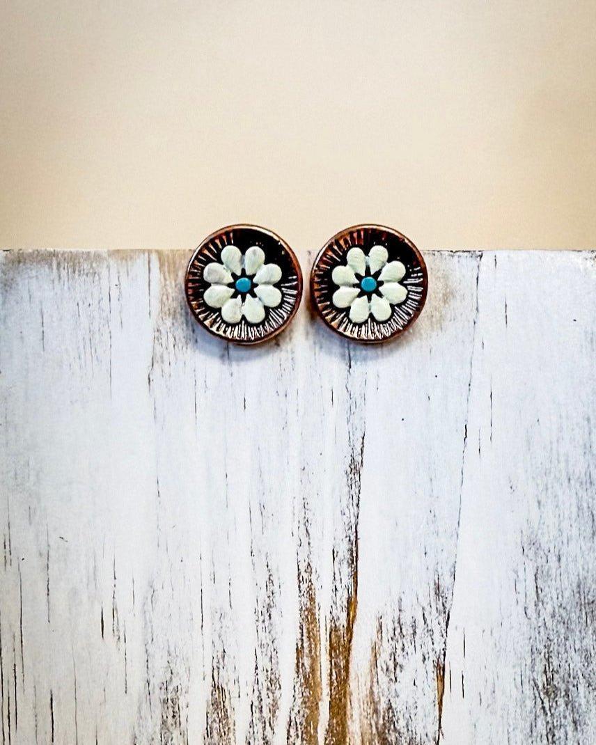 Flourish Flower Fashion Stud Earrings - Natural