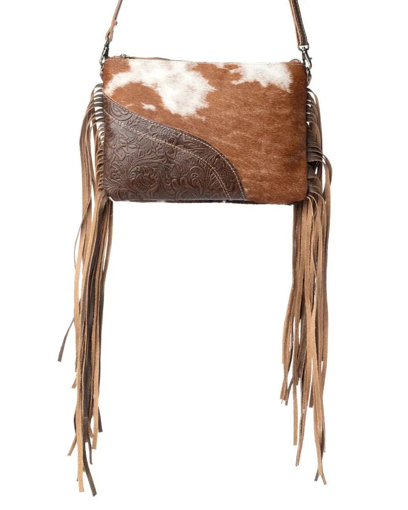 Fractional Leather Hair-On Crossbody Bag by Myra Bag