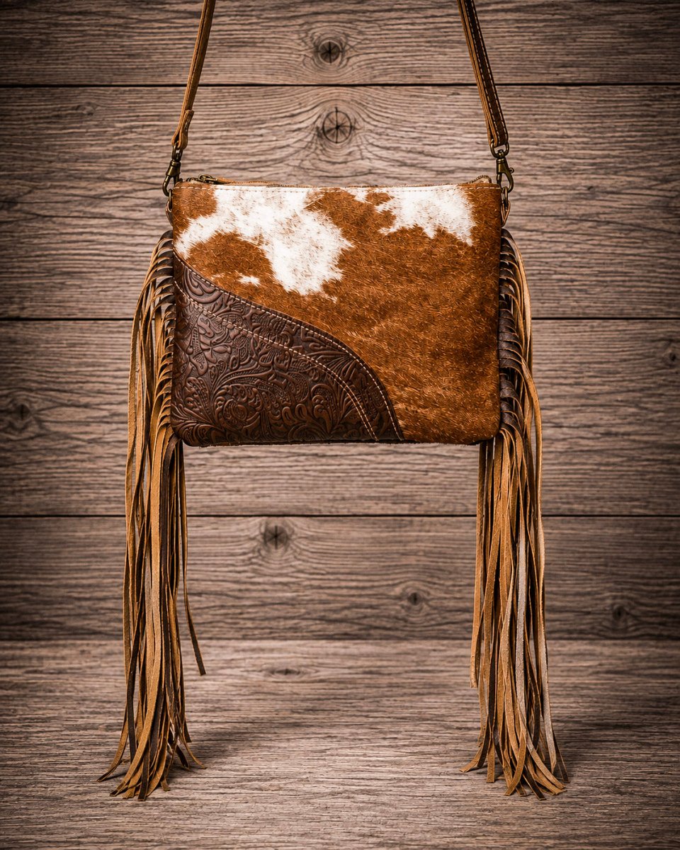 Fractional Leather Hair-On Crossbody Bag by Myra Bag
