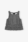 Ganni Crinkled Taffeta Frill Top