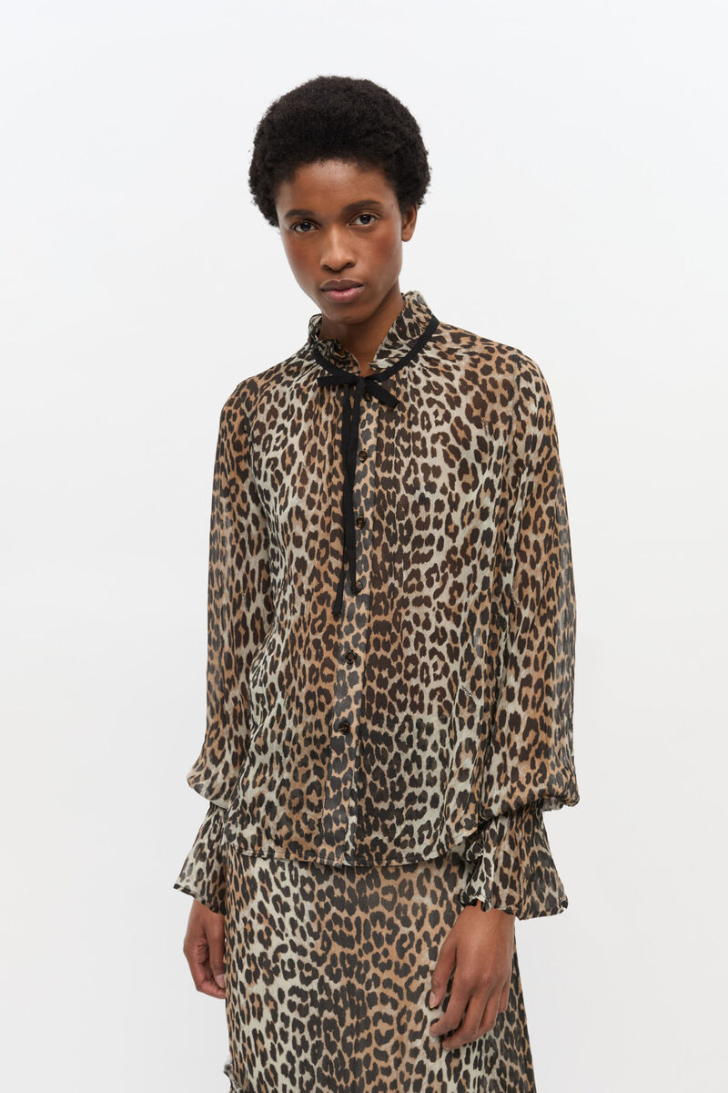 Ganni Chiffon Tie String Shirt