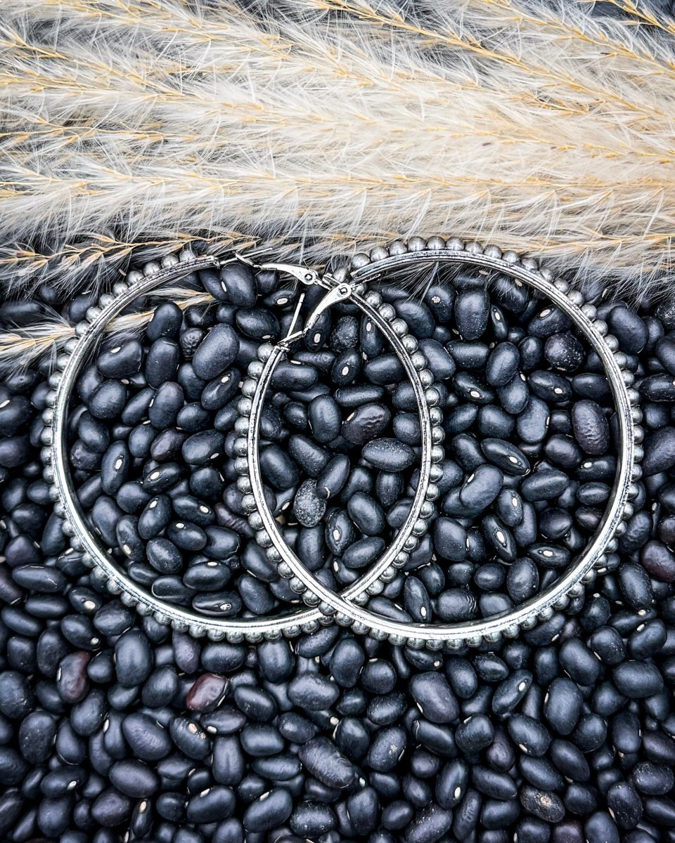 Harper Pearl Fashion Hoop Earrings in Silver