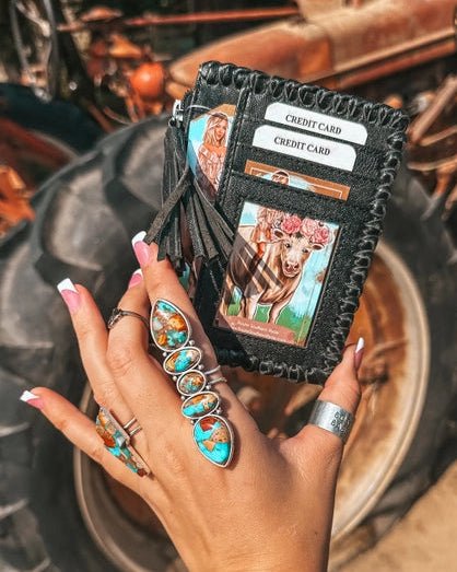 Hazy Ryder Leather Card Holder in Black by Haute Southern Hyde