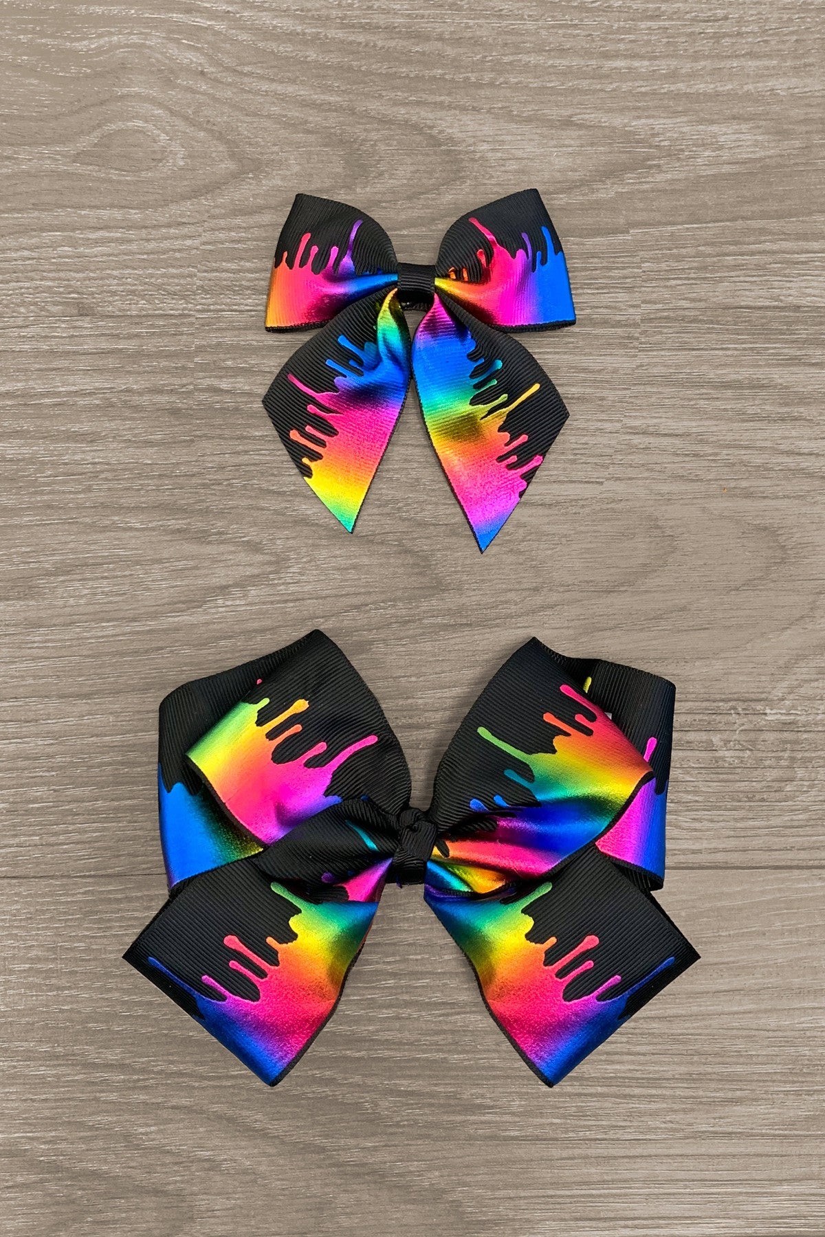 Holographic Melted Crayon Rainbow Bows