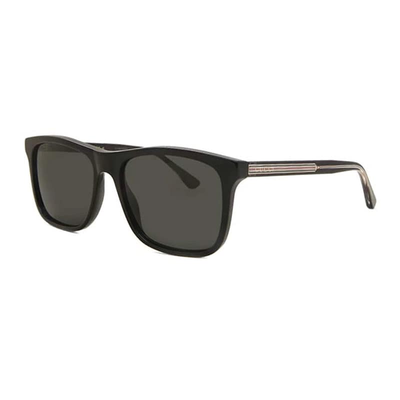 Gucci Sunglasses Square Full Rim, Black Frame And Grey Lens Gg0381Sn007