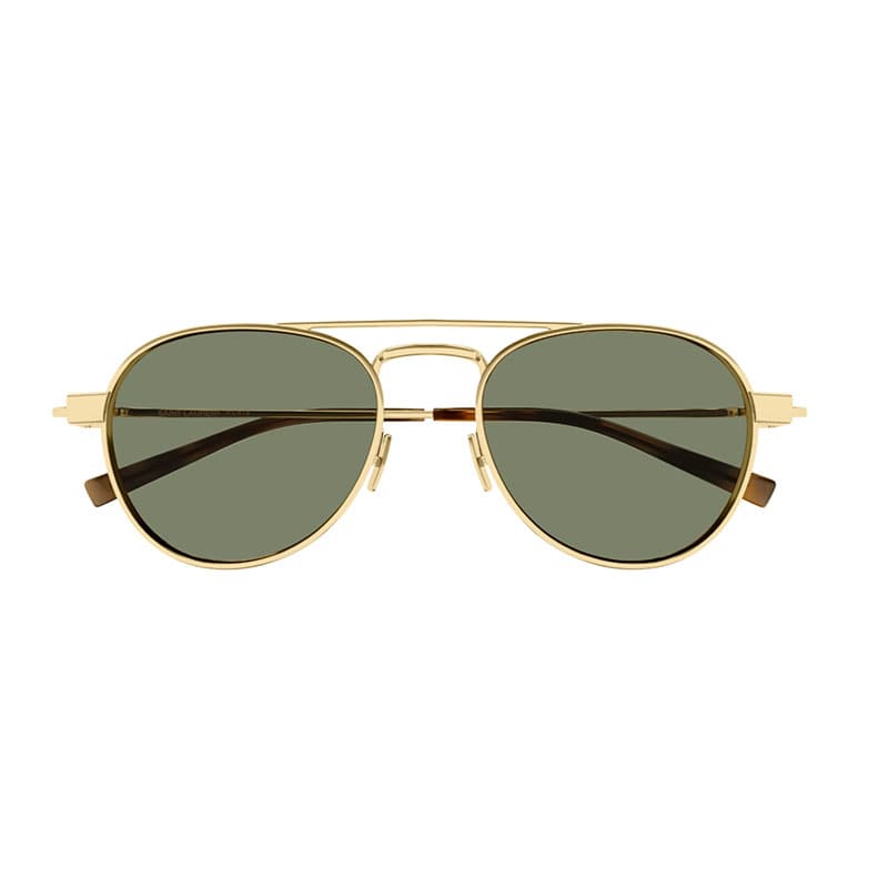 Saint Laurent Sunglasses Browline Full Rim, Shiny Gold Frame And Green Lens Sl708003