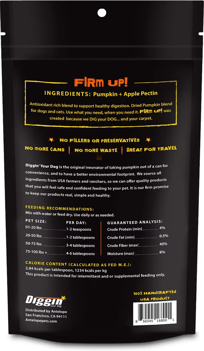 Diggin Your Dog Firm Up Pumpkin Digestive Aid for Dogs & Cats