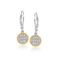 Ross-Simons Diamond Roped-Edge Circle Drop Earrings in Sterling Silver and 14kt Yellow Gold