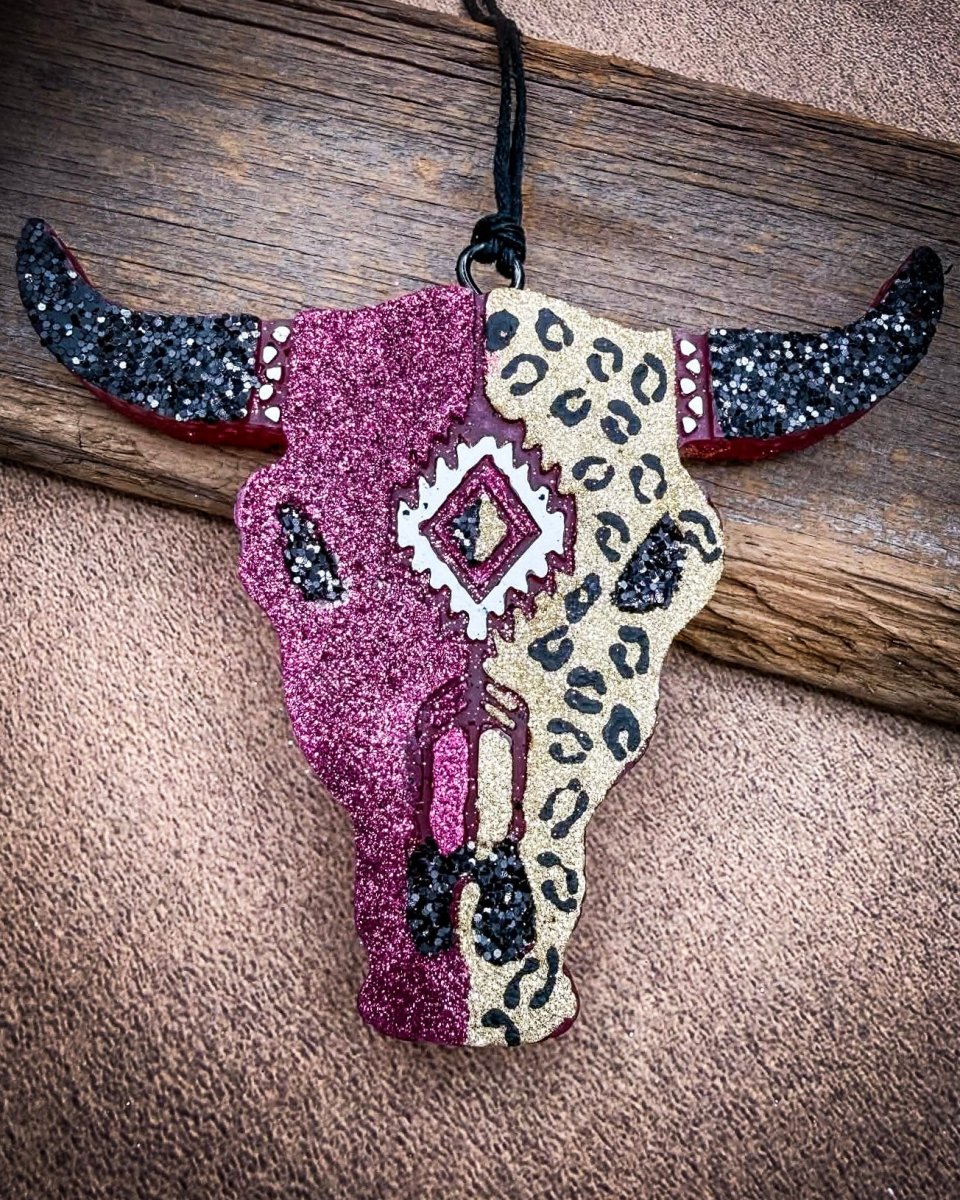 Leopard Babe Bull Skull Car Freshie in Caramel Pumpkin Swirl