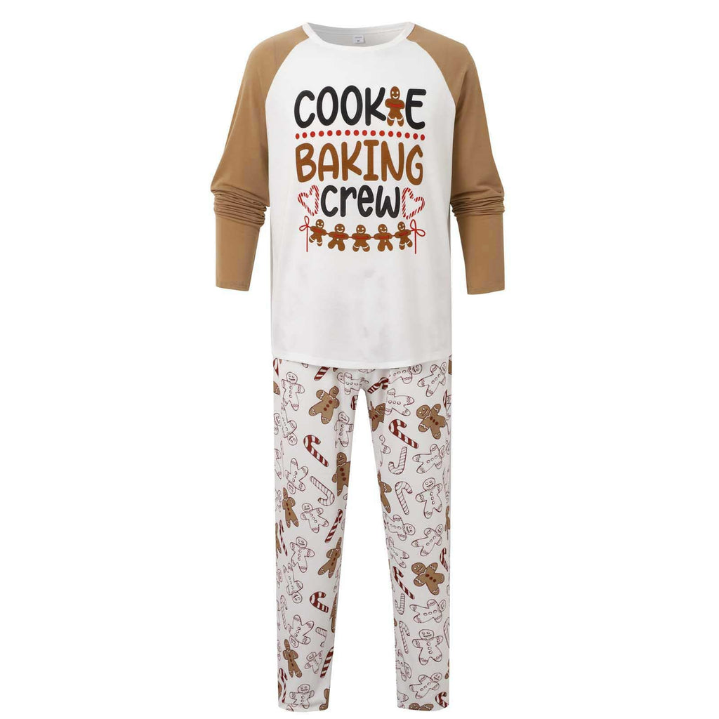 Khaki Gingerbread Pattern Matching Family Christmas Pajamas