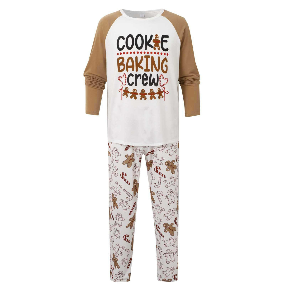 Khaki Gingerbread Pattern Matching Family Christmas Pajamas