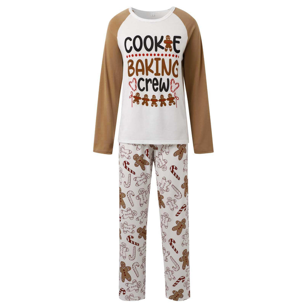 Khaki Gingerbread Pattern Matching Family Christmas Pajamas