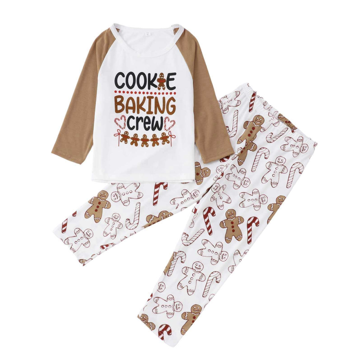 Khaki Gingerbread Pattern Matching Family Christmas Pajamas