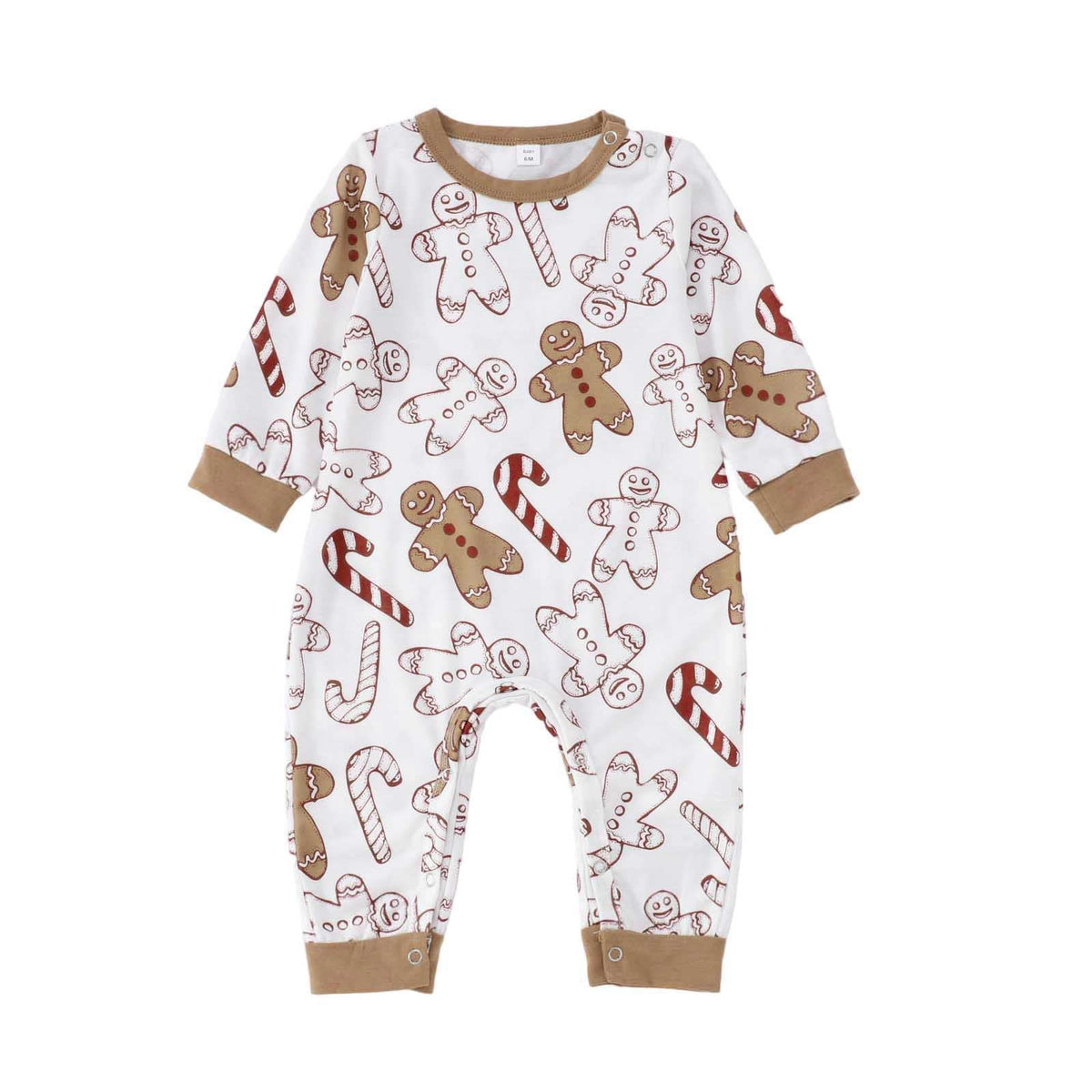 Khaki Gingerbread Pattern Matching Family Christmas Pajamas