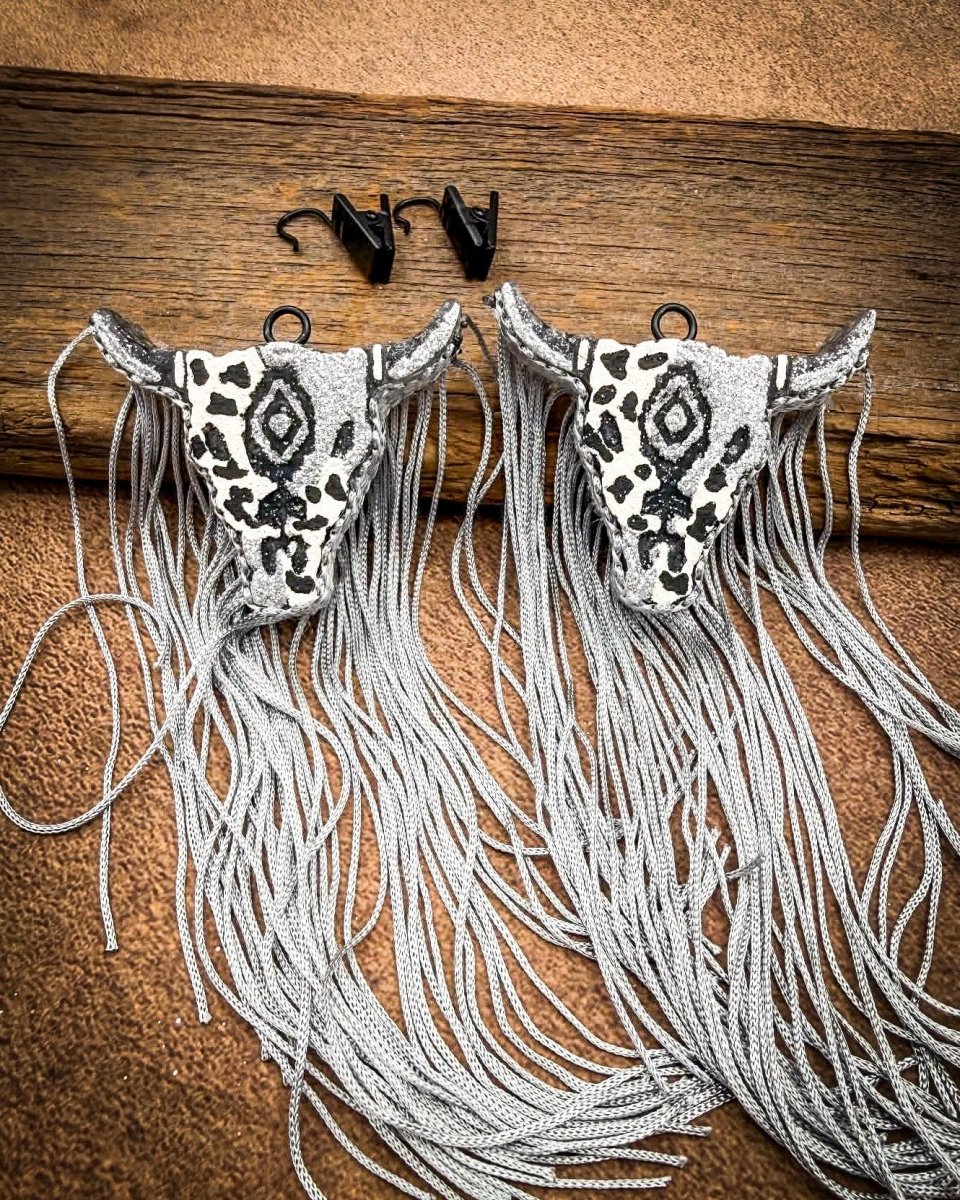 Midnight Silver Bull Skull Car Vent Clip Freshies in Mahogany Teakwood