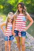 Mom & Me - Distressed Flag Tie Tank