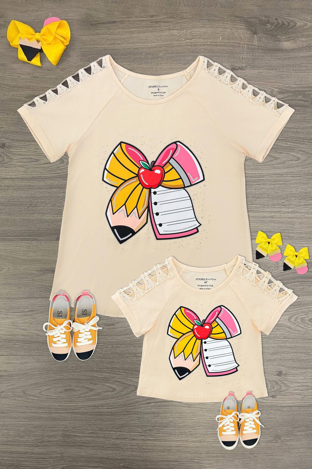 Mom & Me - Glitter Pencil & Paper Bow Top