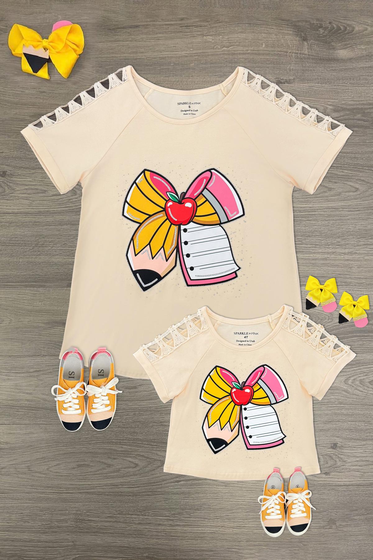 Mom & Me - Glitter Pencil & Paper Bow Top