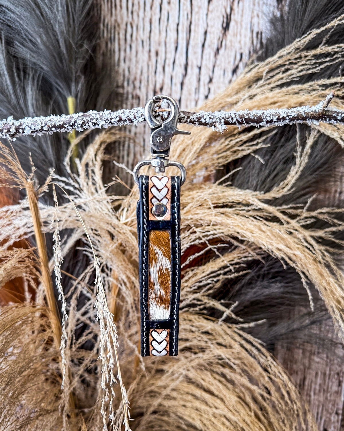 Myra Bag - Braided Buckle Hair On Key Fob in Dusty Bronze