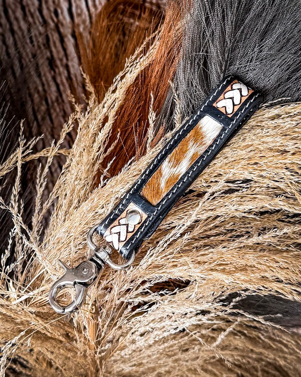 Myra Bag - Braided Buckle Hair On Key Fob in Dusty Bronze