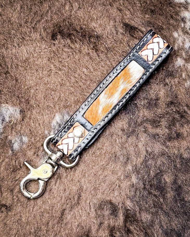 Myra Bag - Braided Buckle Hair On Key Fob in Dusty Bronze