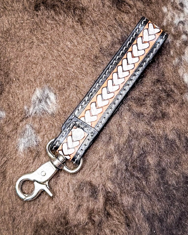 Myra Bag - Braided Buckle Hair On Key Fob in Dusty Bronze