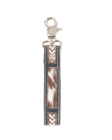 Myra Bag - Braided Buckle Hair On Key Fob in Dusty Bronze