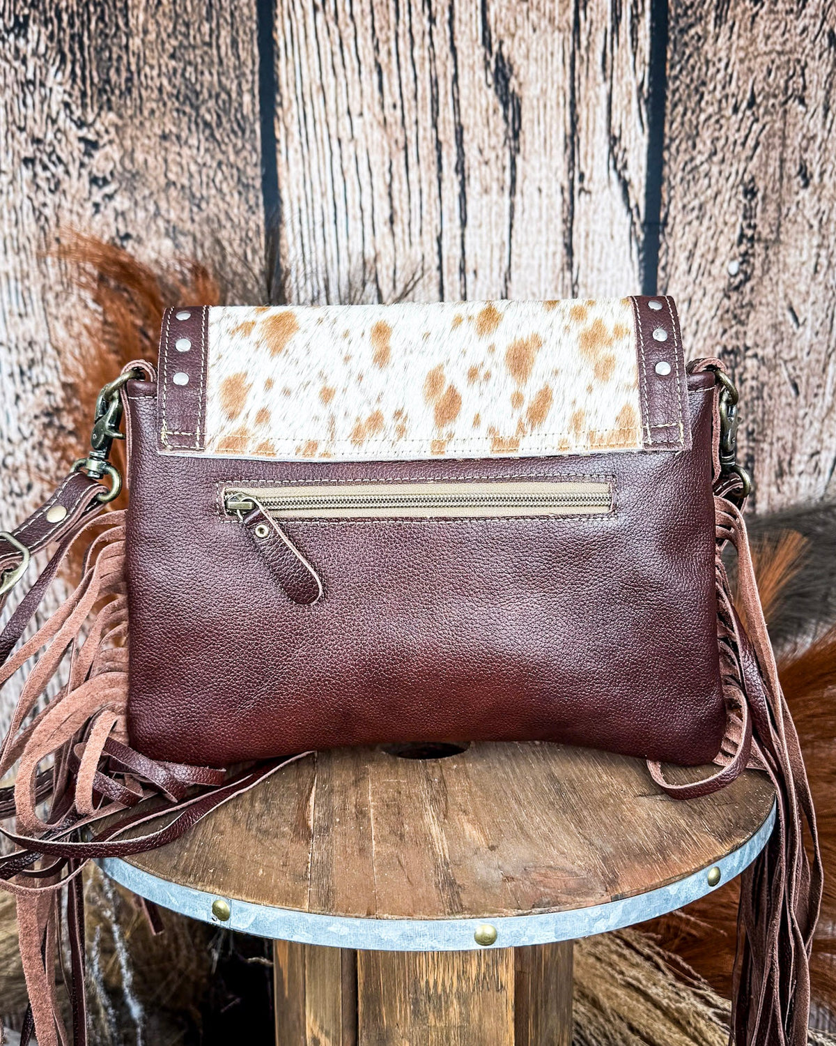 Carved Blossoms Leather & Hairon Bag by Myra Bag