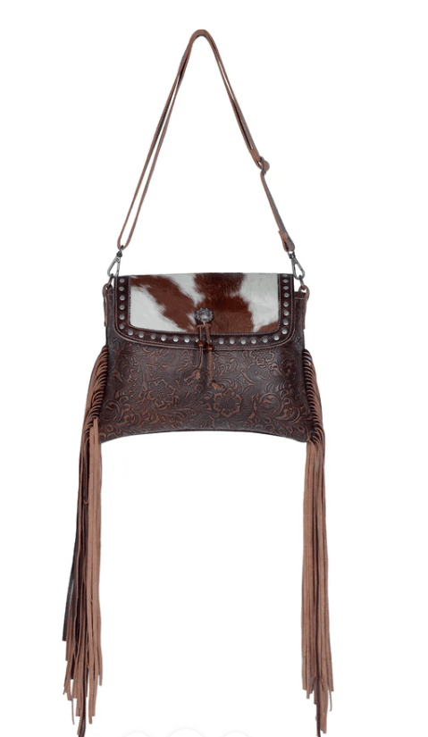 Carved Blossoms Leather & Hairon Bag by Myra Bag