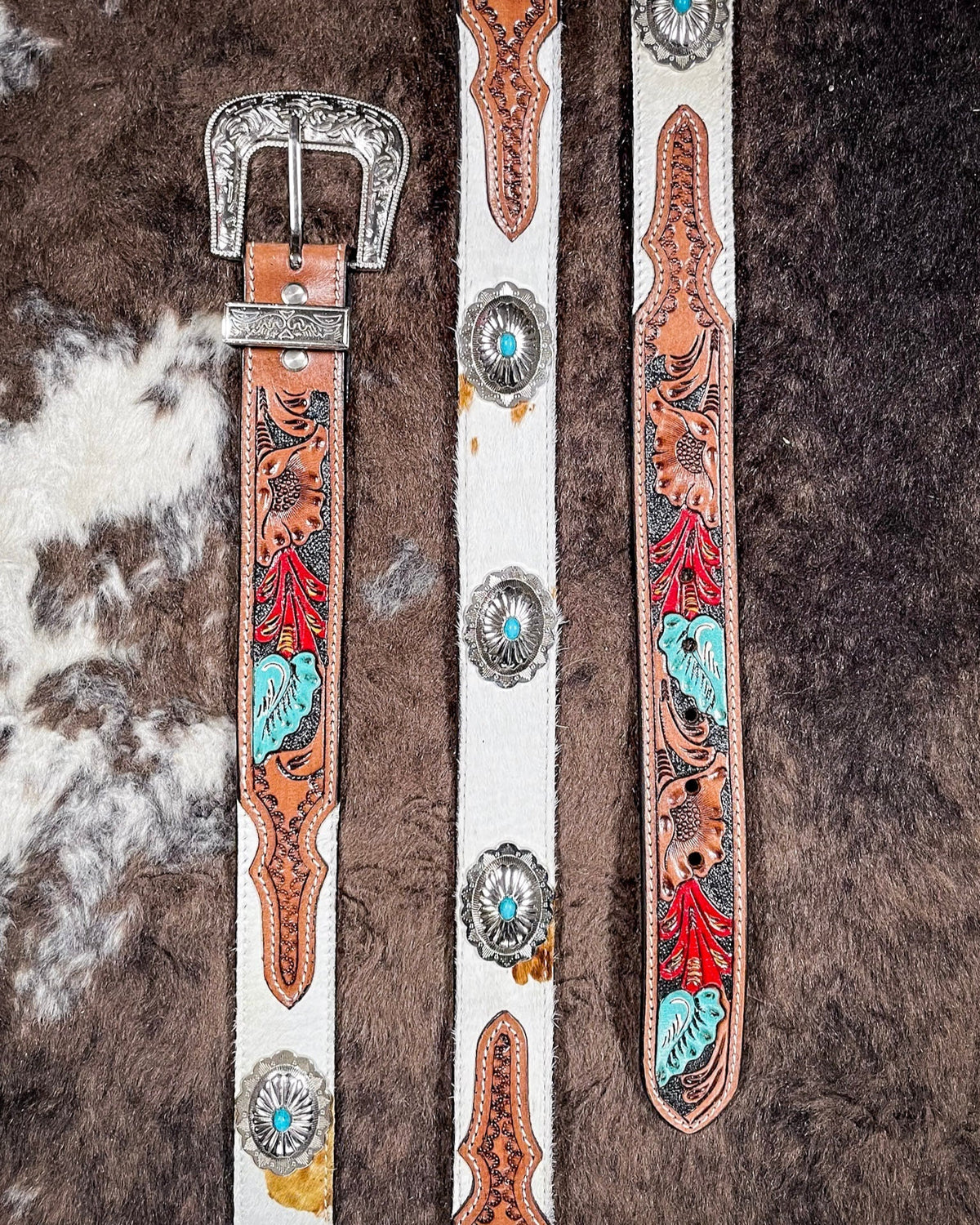 Cummerband Hand Tooled Concho Belt by Myra Bag