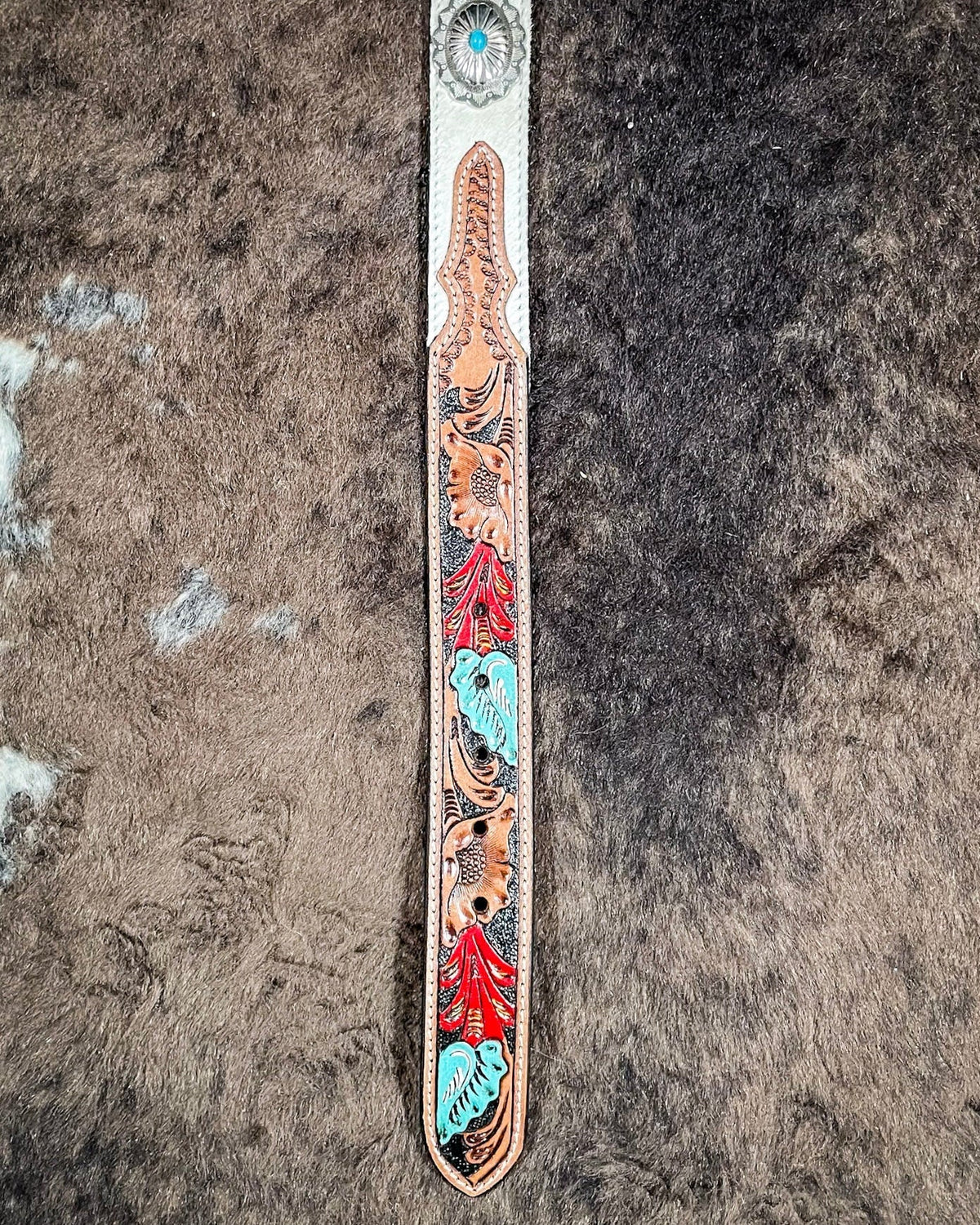 Cummerband Hand Tooled Concho Belt by Myra Bag