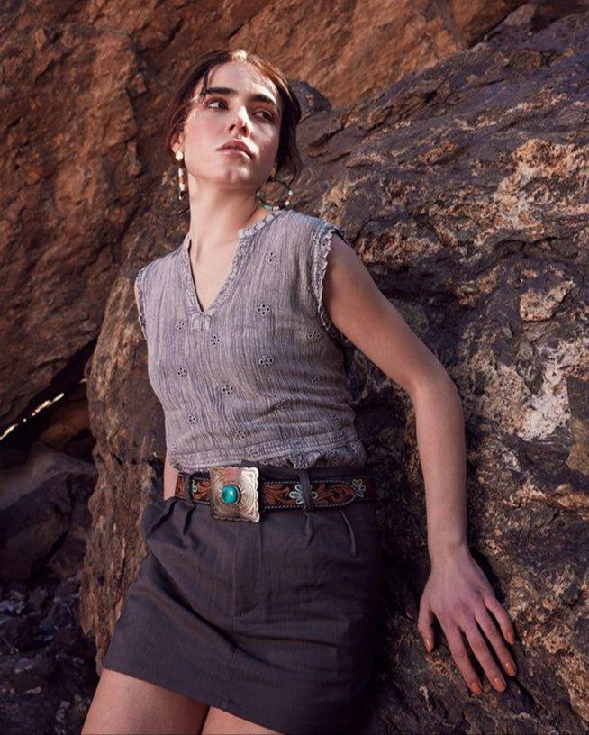 Klepto Hand Tooled Concho Belt by Myra Bag