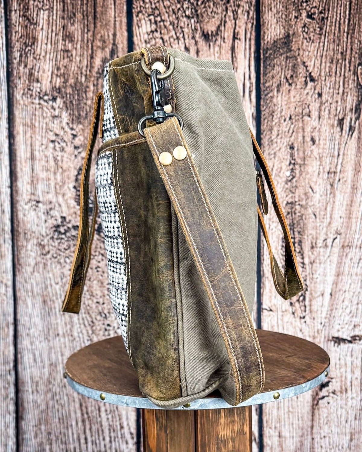 Loner Canvas and Leather Tote Bag by Myra Bag