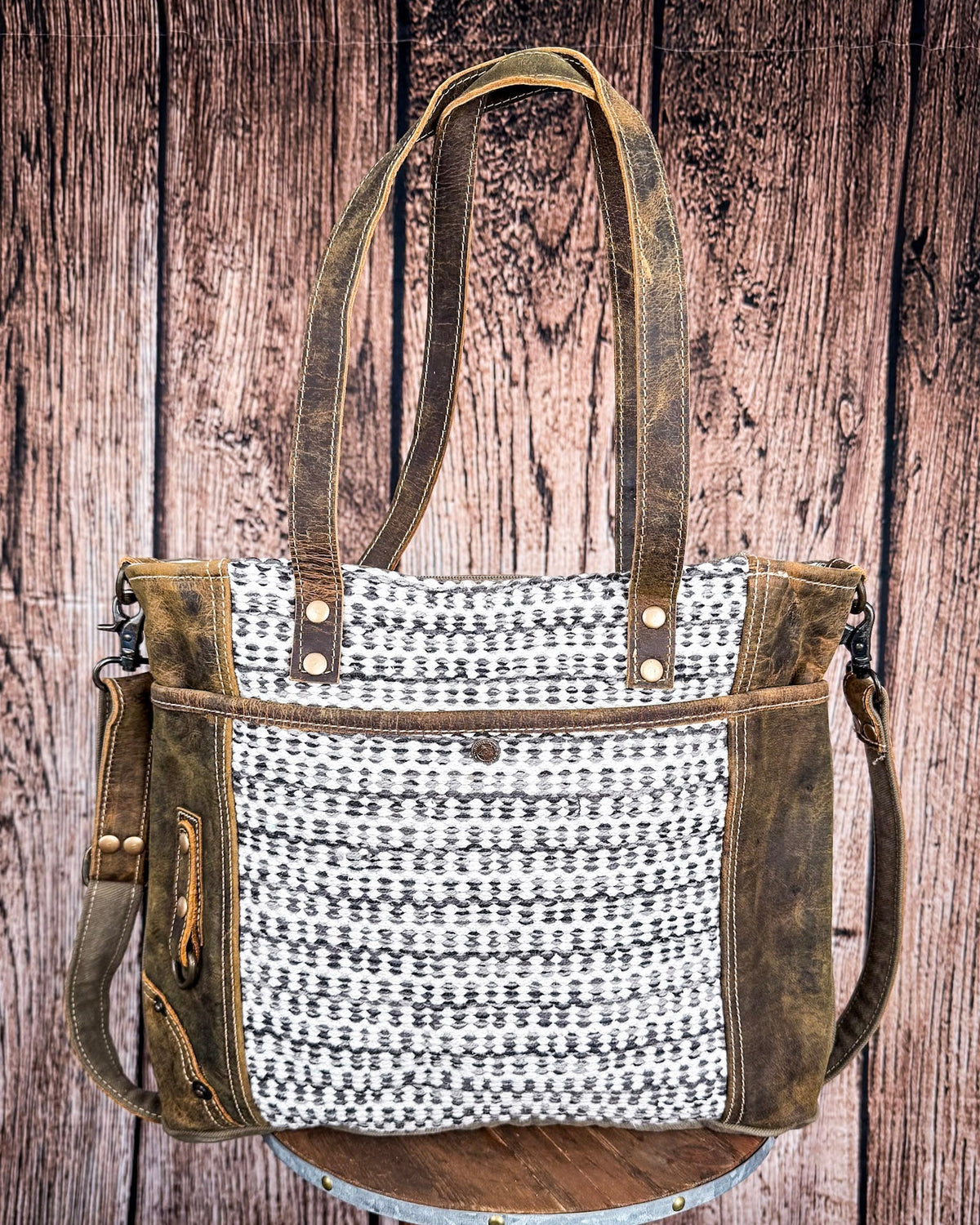 Loner Canvas and Leather Tote Bag by Myra Bag