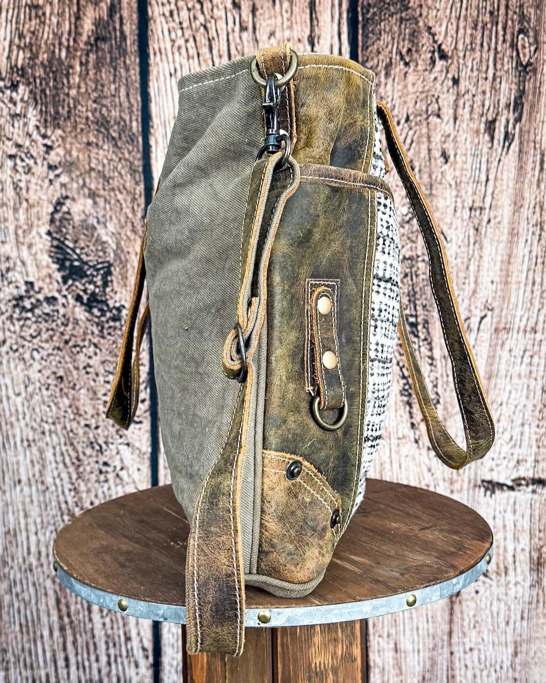 Loner Canvas and Leather Tote Bag by Myra Bag
