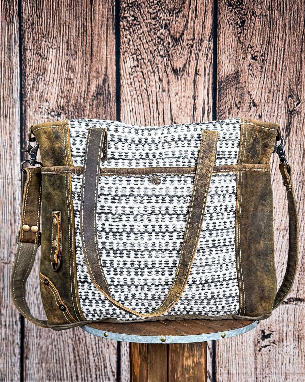 Loner Canvas and Leather Tote Bag by Myra Bag