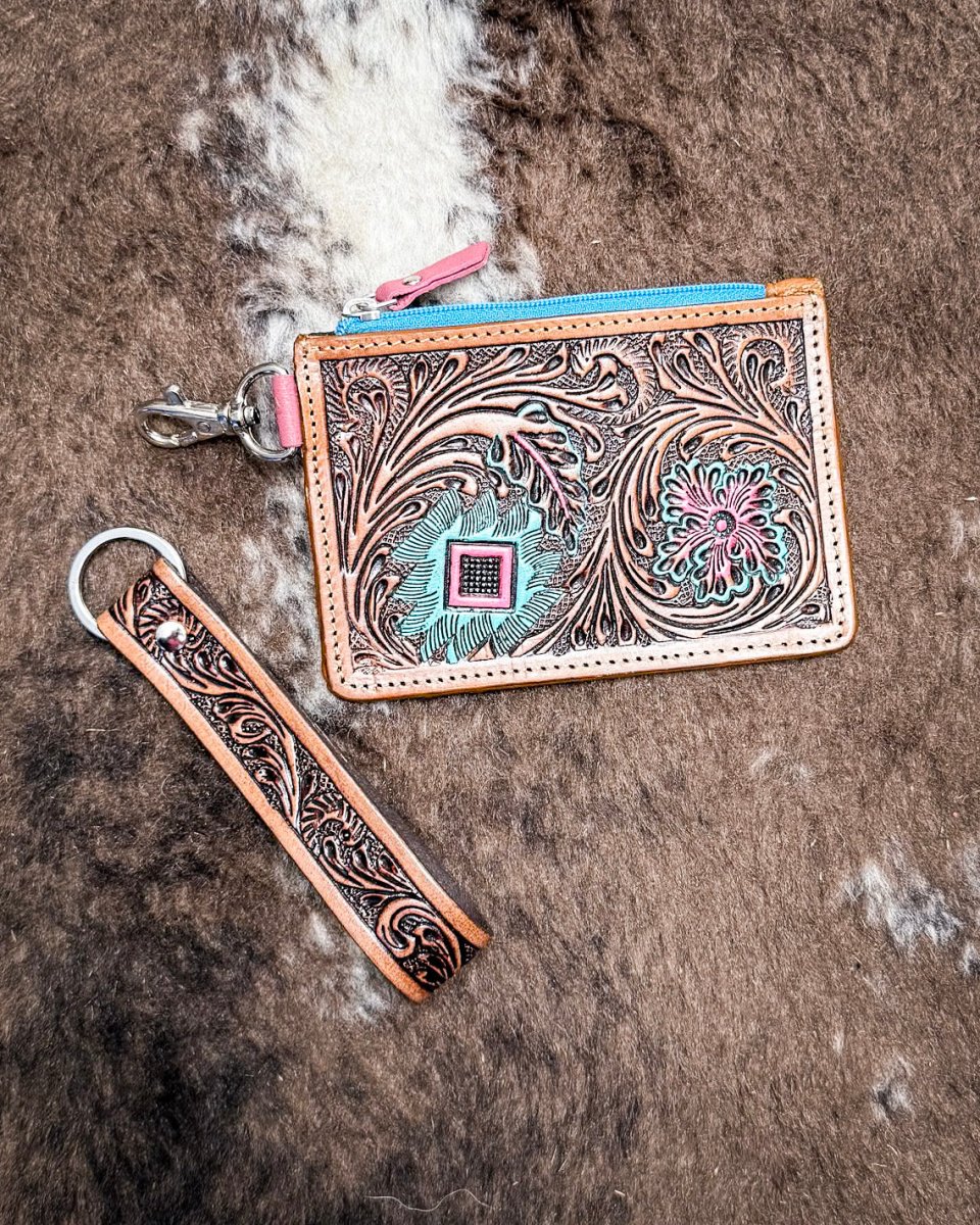 Pride of Prickly Pears Card Holder in Brown and Blue by Myra Bag