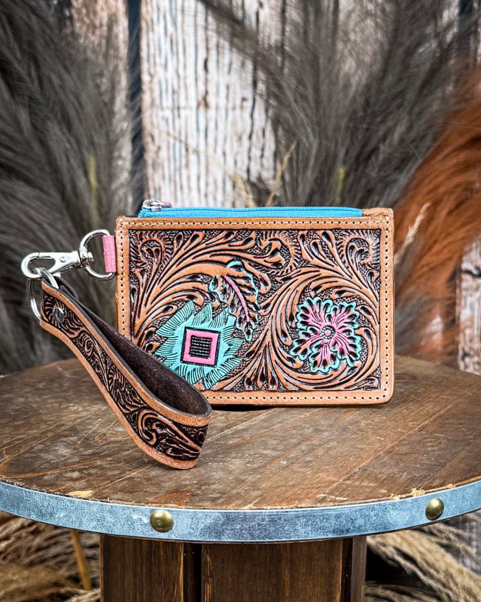 Pride of Prickly Pears Card Holder in Brown and Blue by Myra Bag