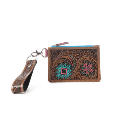 Pride of Prickly Pears Card Holder in Brown and Blue by Myra Bag