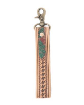 Myra Bag - Rustleaf Rider Leather Key Fob in Sage Brown