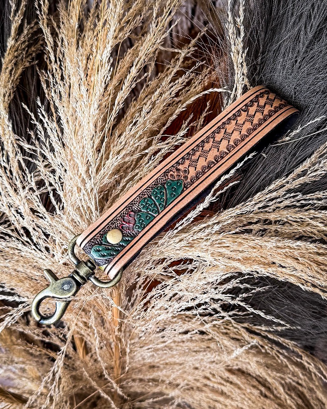 Myra Bag - Rustleaf Rider Leather Key Fob in Sage Brown