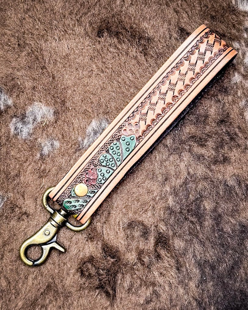 Myra Bag - Rustleaf Rider Leather Key Fob in Sage Brown