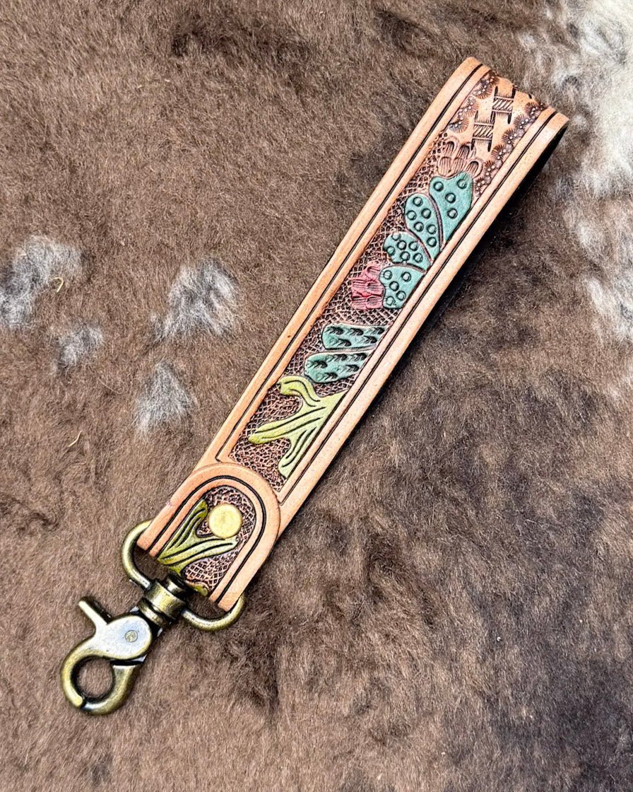 Myra Bag - Rustleaf Rider Leather Key Fob in Sage Brown