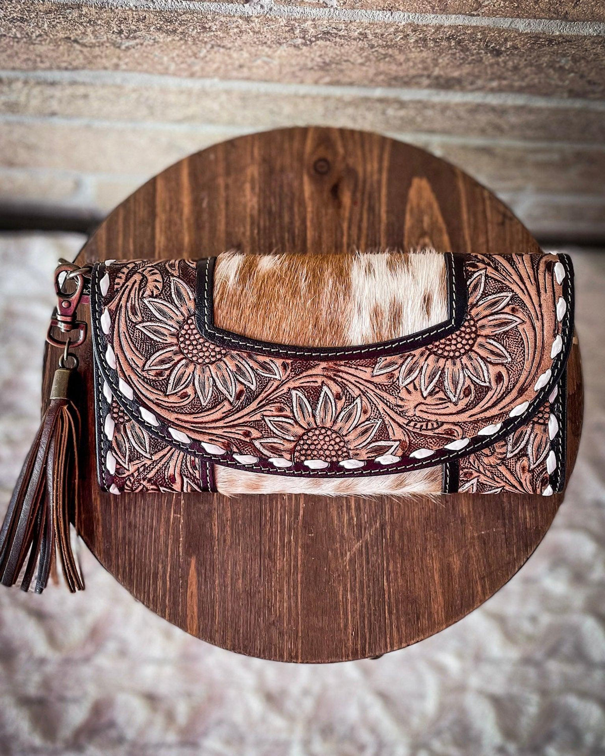 Sandstone Trail Hand-Tooled Wristlet Wallet by Myra Bag