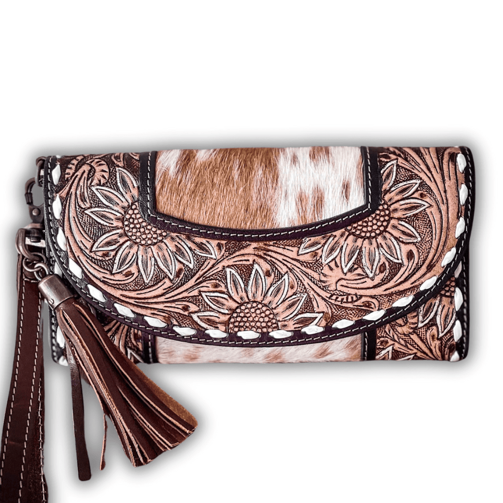 Sandstone Trail Hand-Tooled Wristlet Wallet by Myra Bag
