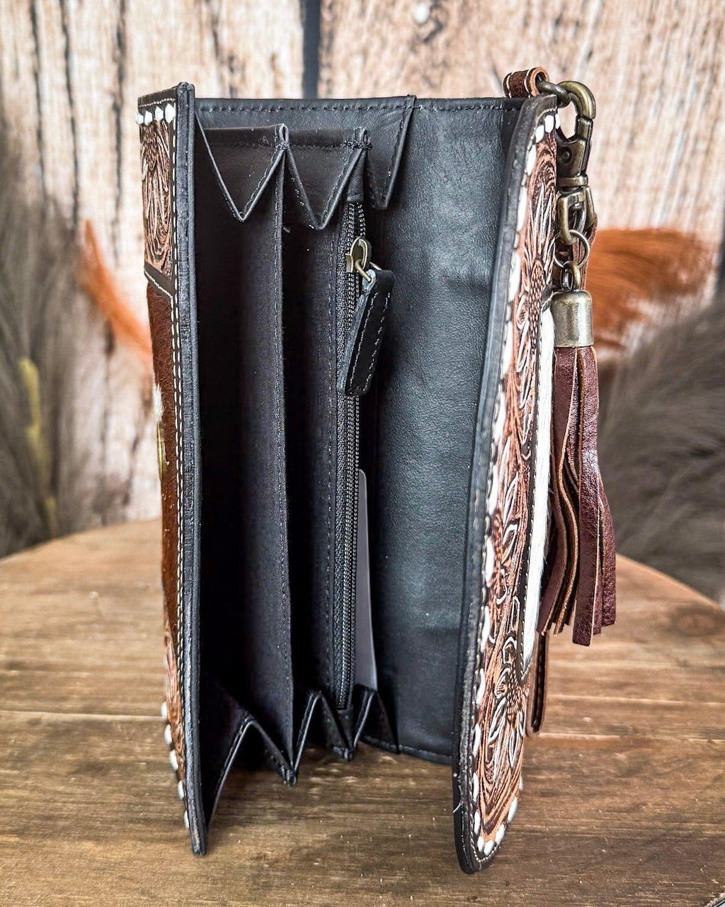 Sandstone Trail Hand-Tooled Wristlet Wallet by Myra Bag