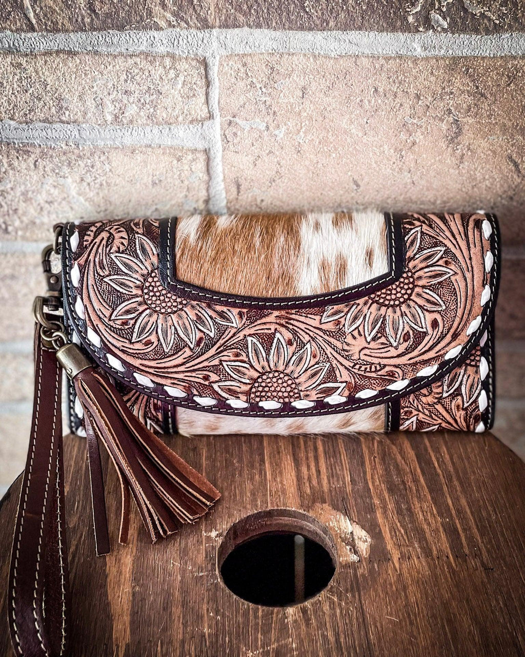 Sandstone Trail Hand-Tooled Wristlet Wallet by Myra Bag