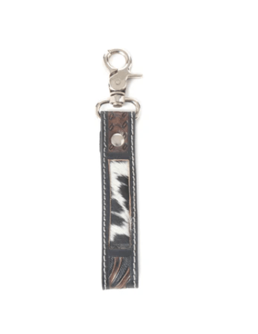 Shadowhorn Hair On Key Fob in Midnight Snow by Myra Bag