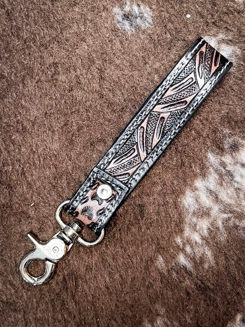 Shadowhorn Hair On Key Fob in Midnight Snow by Myra Bag